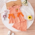 thumbnail image 2 of Toddler Baby Girl Easter Outfit Plaid Ruffle Sleeveless Tops and Shorts Set Kids Girls Easter Clothes, 2 of 6