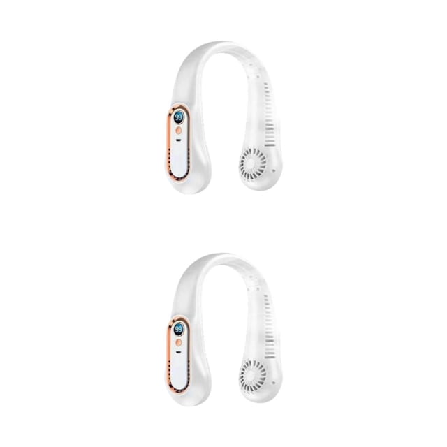 Monstrate Ventilador de repuesto de verano para colgar en el cuello, pantalla de alimentación Digital de Color sólido, reducción de ruido, Blanco 1200mAh 2Conjunto