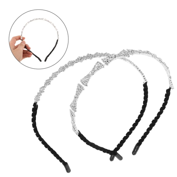 BESTYASH Glitter Crystal Headbands Assorted Color Versatile Design Nonslip Wrap 2Pcs