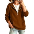 thumbnail image 5 of Women's Half Zip Hoodie Oversized Fleece Pullover Sweatshirt Drop Shoulder Kangaroo Pocket Cozy Fall Tops, S-2XL, 5 of 9