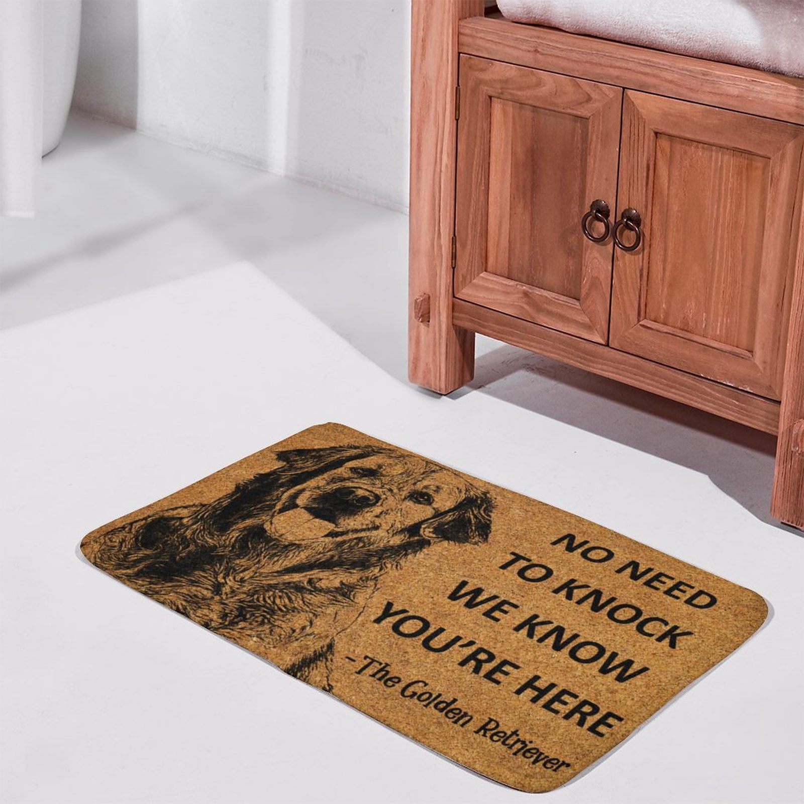The Golden Retriever Door Mat, We Know You ARE Here The Golden Retriever Dog Door Mats, Funny Doormat Welcome Mat Funny Door Mat Outdoor Decor,Indoor Doormat,Coral Velvet Rug 17”x30”