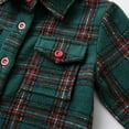 thumbnail image 5 of TEAJOPSUU Girls Boys Long Sleeve Flannel Plaid Shirt Brushed Button Down Cropped Shacket Fall Winter Thick Shirts Casual Fashion Coat F-Green, 5 of 9