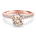thumbnail image 3 of Gem Stone King 10K Two Tone Gold Peach Morganite and Lab Grown Diamond Engagement Ring for Women | 1.35 Cttw | Round 7MM | Gemstone October Birthstone | Size 8, 3 of 6