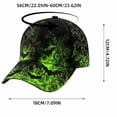 thumbnail image 2 of Gothic Flame Baseball Cap, Adjustable Curved Bill Hat, Spooky Party Accessory for Men Women, Black Fire Embroidered Cap, Alternative Streetwear​, Green, 2 of 6