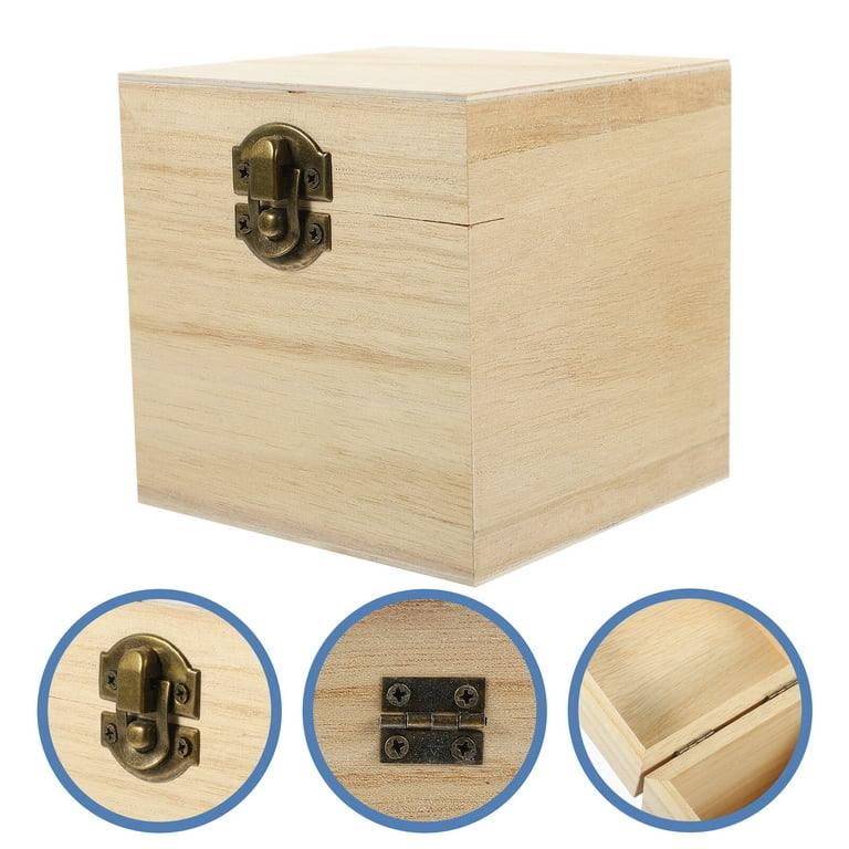 4pcs Wooden Storage Box with Lock Lid Lidded Wood Decorative Keepsake Boxes for Jewelry, Infant Unisex, Size: 10X10X10CM, Grey Type