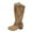 Khaki, variant on Riding Boots for Women Embroidery Calf High Boot Shoes Casual Warm Middle Heels Middle Tube Faux-Leather Boots 5.5(36)