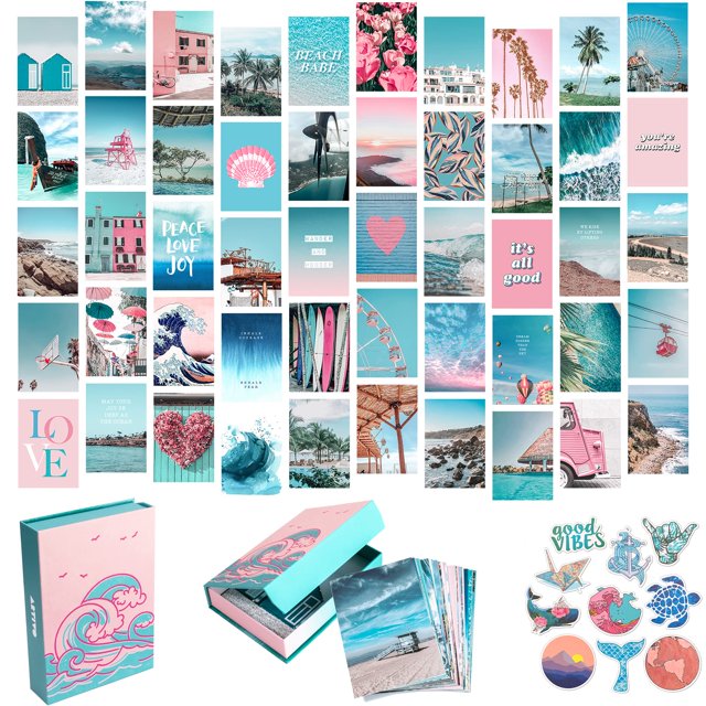 Set de collage Artivo para pared, azul y rosa, 50 piezas, 10 x 15 cm