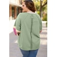 thumbnail image 5 of Ahlaray Elegant Vintage Oversized Top with Floral Patchwork & Long Sleeves - Smoke Green Beauty!, 5 of 8