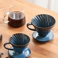 thumbnail image 6 of Ceramic Coffee Dripper , V60 Cone-Shaped Pour-Over Filter, High-Temperature Fired with Blue Glaze,Large, 6 of 8