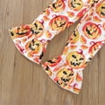thumbnail image 6 of Mercatoo Toddler Baby Girl Halloween Clothes Set Long Sleeve Pumpkin Letter Sweatshirt Pumpkin Bell Bottom Pants Fall Outfits, 6 of 9