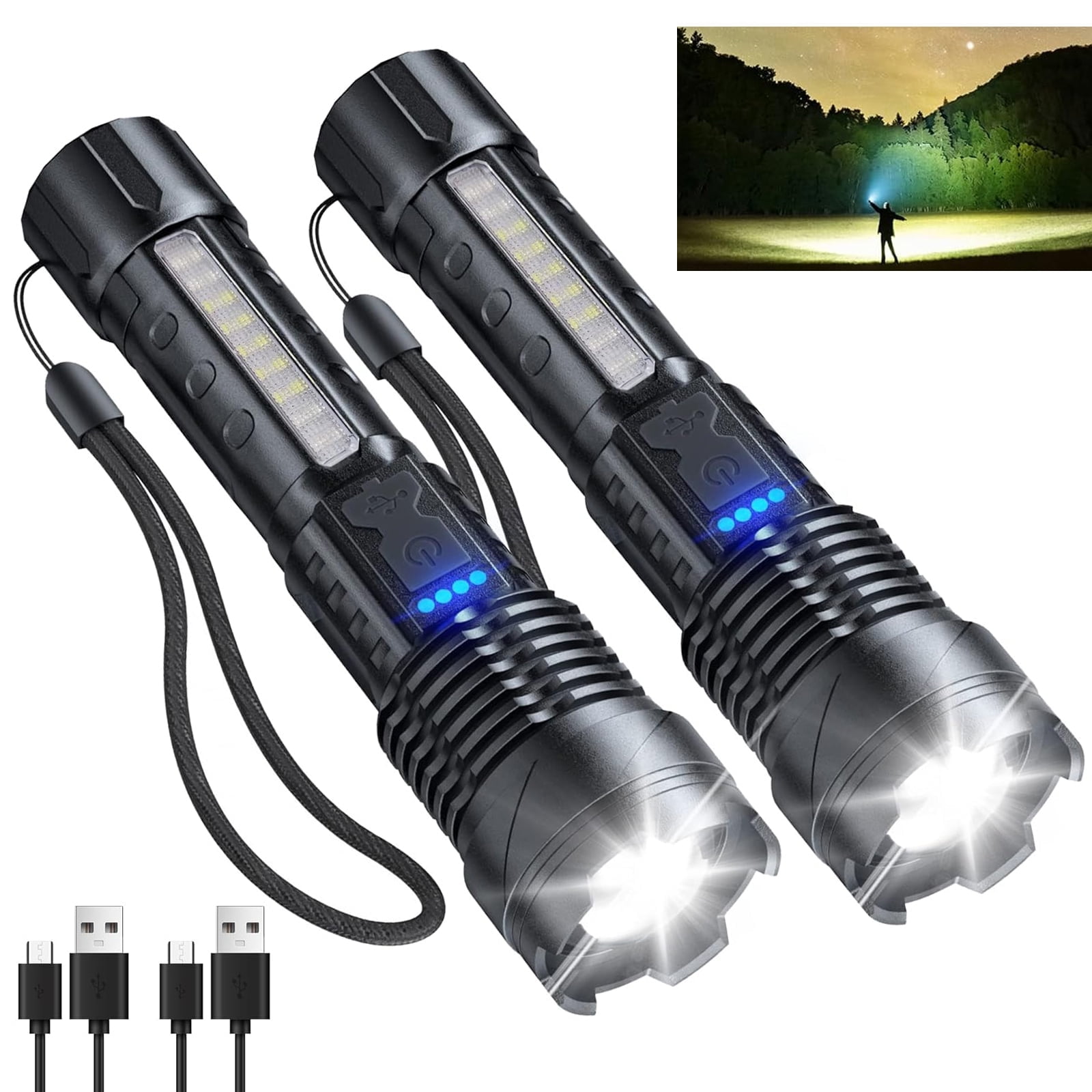 TEQDOT Rechargeable Tactical Flashlight - 990000 Lumens, Zoomable, IPX6 Waterproof, 3 Modes - View #12