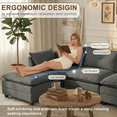 thumbnail image 5 of Howcool 107" Modular Cloud Couch, L-Shaped Sectional Sofa with Ottoman, Deep Seat Chenille Fabric 4-Seat Convertible Couch for Living Room, Easy Assembly, Dark Gray(Thick Sponge), 5 of 9