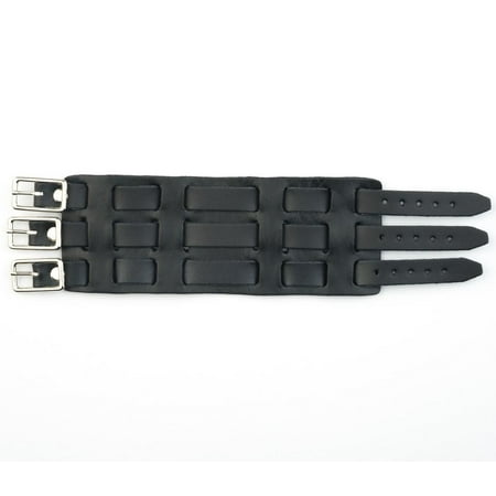 Men's Plain Black 70's Style Extra Wide Leather Watch Band, USA Made