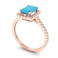 thumbnail image 2 of Clara Pucci 14K Rose Gold Solid Gold Turquoise Solitaire with Accents Anniversary Ring for Women - 1.86 cttw Emerald Cut, 2 of 8