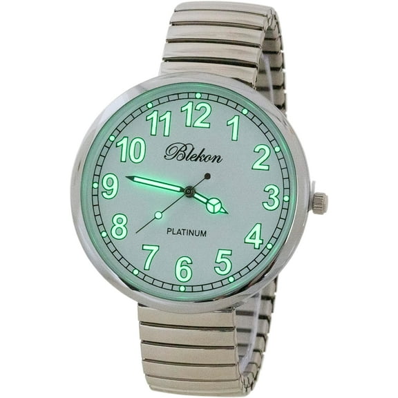 Blekon Collections New Super Large Face Stretch Band Luminous Hands and Numbers Dial Japanese Movement PC21J Fashion Watch