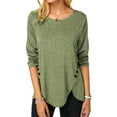 thumbnail image 1 of UKAP Camiseta para mujer Camiseta con dobladillo irregular Camiseta de manga larga Jersey holgado para estar en casa, 1 of 2