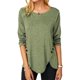 thumbnail image 3 of Oucaili Camiseta informal de manga larga con botones y dobladillo irregular para mujer, camiseta holgada con cuello redondo, camiseta para primavera, verano, Otoño e Invierno, 3 of 3