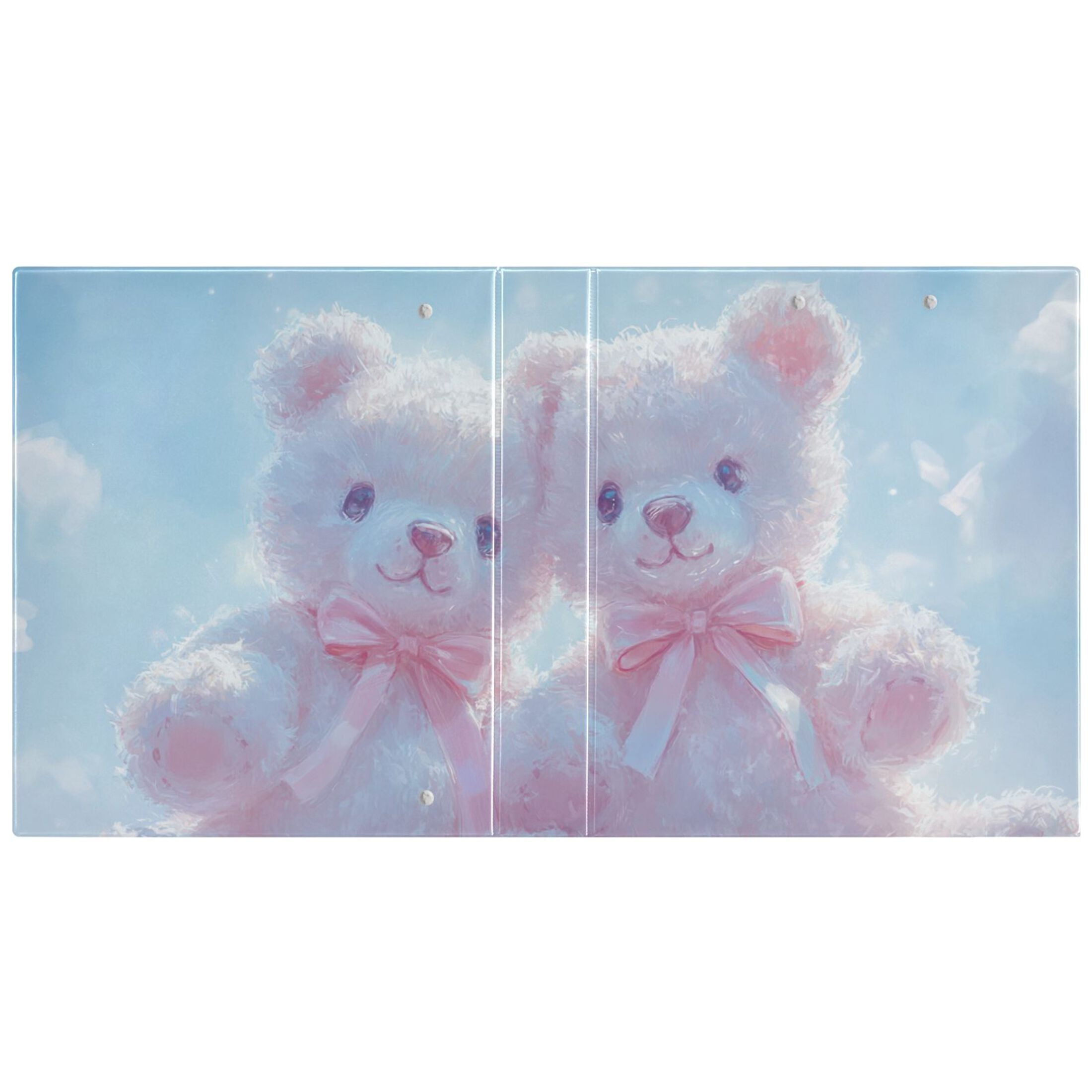Cute Teddy Bears Pink 3 Ring Binders 1.5 inch Hardcover File Folders with Interior Pockets A4 Size Organizer for School Office Hospital