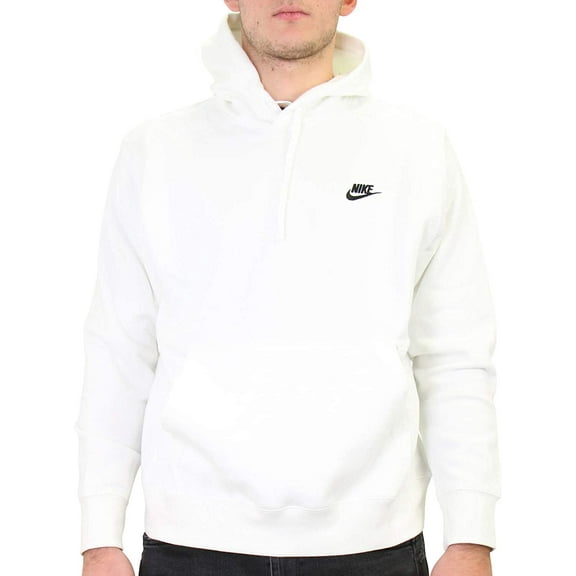 Men's Nike Sportswear Club Fleece Pullover Hoodie Color: White Black Size: XL