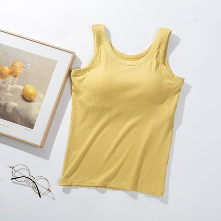 Pavied Sports Bra Tank Top Seamless Bras Suspended Vest With Chest Pad Women s Strapless Bra T Integrated Shirt With Chest Pad As A Base Womens Bras Clearance Yellow XL