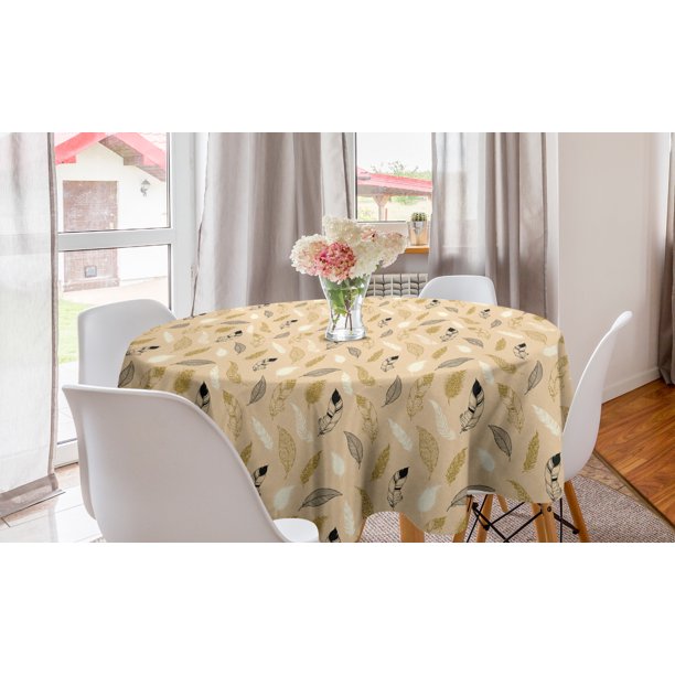 Feather Round Tablecloth Fashion Style Retro Rustic Modern Pastel Peach Tones Print Circle Table Cloth Cover For Dining Room Kitchen Decor 60 Beige Pale Camel By Ambesonne Com Feather Round Tablecloth Fashion Style, Round Particle Board Table Cover