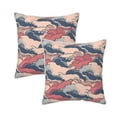 thumbnail image 1 of Housses de Coussin Décoratives en Velours Lot de 2, Housse de Coussin Carrée Douce avec Fermeture Éclair Invisible Impression Vagues Rugueuses, 18"x18 Pouces, 1 of 6