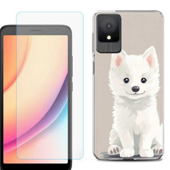 For TCL K11 Phone Case Cover, Shockproof Case with Tempered Glass Screen Protector, by OneToughShield - Husky Joy