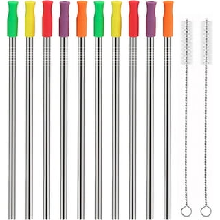 ALINK Reusable Tritan Plastic Straws, 10.5 Long Rainbow Colored Replacement  Straws for 30oz 20oz YETI/RTIC Tumblers, Set of 8 with Cleaning Brush