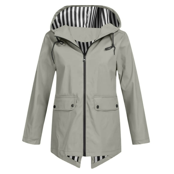 WRKEKC Manteau Coupe-Vent Imperméable à Capuche pour Femme, Imperméable de Randonnée Léger à Fermeture Éclair Intégrale avec Poches