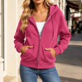 thumbnail image 6 of Fashion Hoodies for Womens Lightweight Plus Size Full-Zip Up Casual Comfortable Solid Color Hoodie Drawstring Long Sleeve Pockets Hooded Sweatshirt Coat, 6 of 8