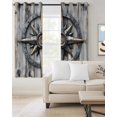 thumbnail image 2 of Retro Compass Coastal Kitchen Curtains Nautical Ocean Summer Beach Cafe Short Curtains for Bathroom Blackout Window Curtain Grommet Small Window Treatment Drapes for Bedroom Living Room 52"x45"x2, 2 of 9