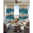 thumbnail image 6 of Teal Coastal Beach Blackout Curtains for Bedroom Living Room Darkening Curtains 96 Inches Long Summer Ocean Waves Watercolor Window Curtain 2 Panels Set Window Treatment Grommet Drapes 52"x96", 6 of 9