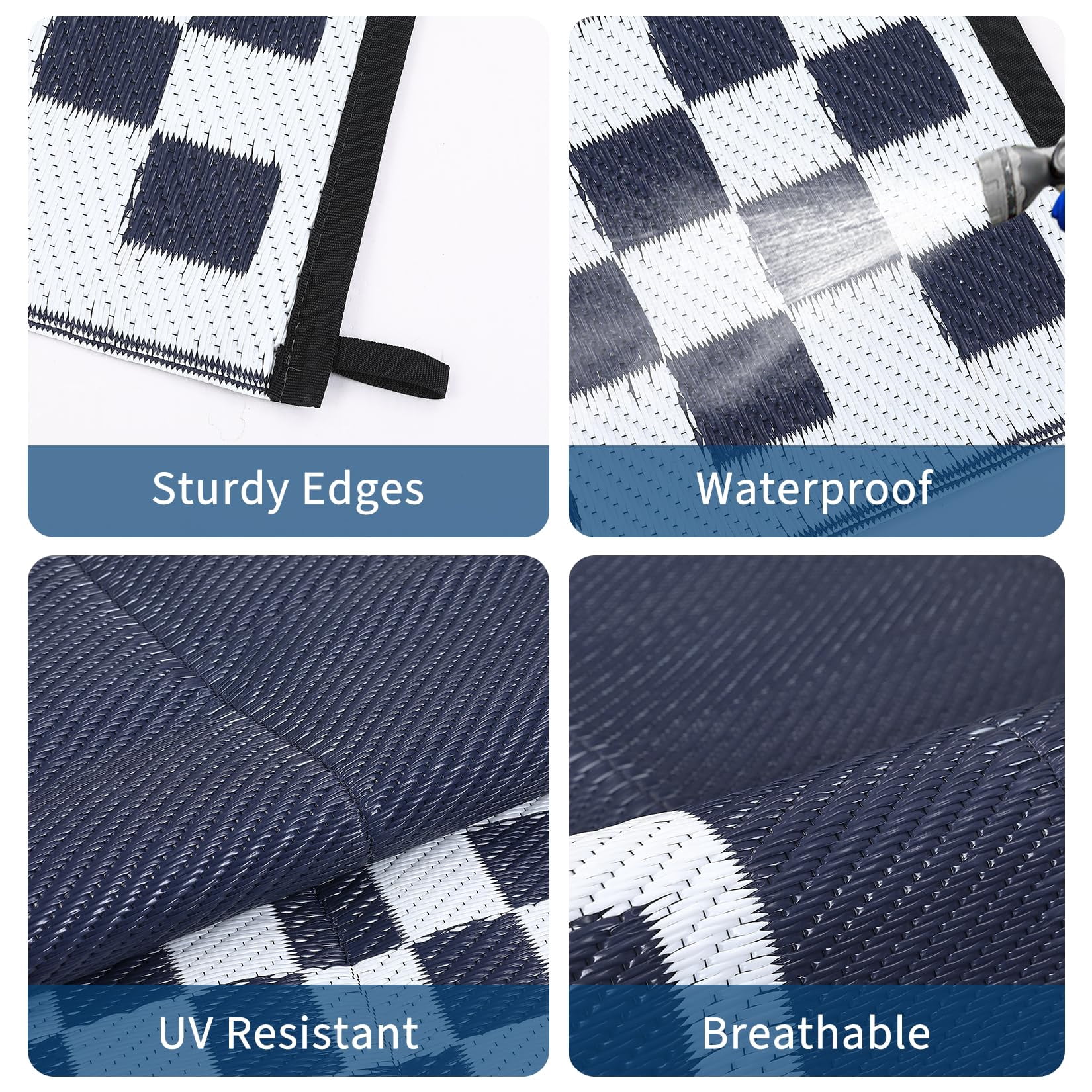 Outdoor Rug, Waterproof Reversible Patio Rug, Extra Large Plastic Straw Area Rug for Camping, RV, Backyard