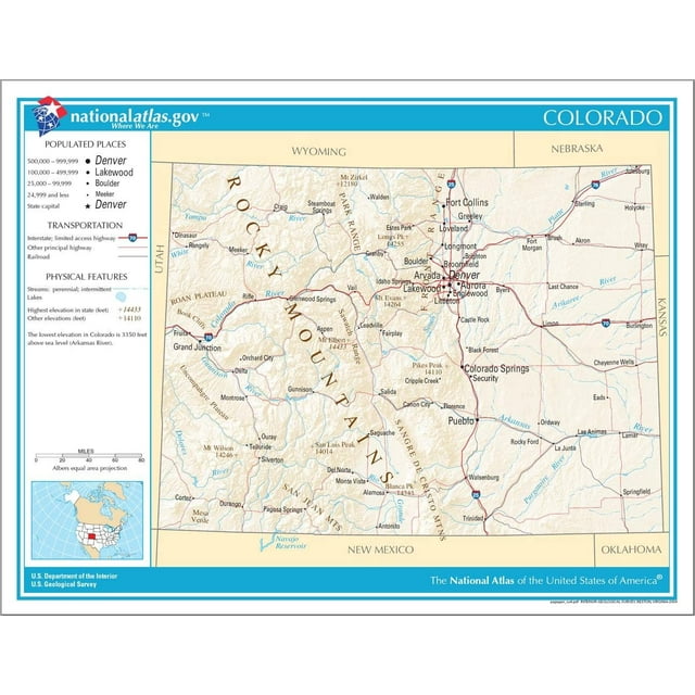 29"x22" Laminated Map of Colorado - Walmart.com