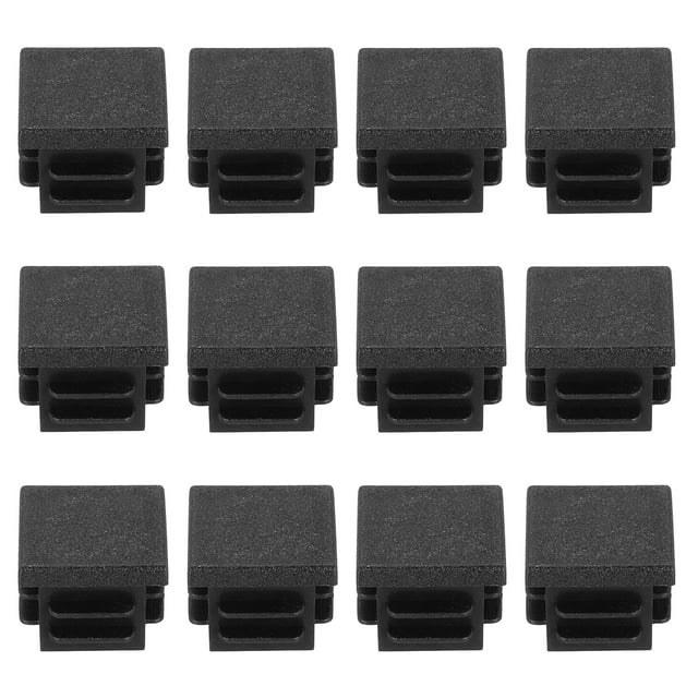 Uxcell 50 PCS 3/4"(19mm) Tapones de agujero cuadrados de plástico, tapones de extremo de tubería de plástico negro para muebles, tubería, mesa, silla