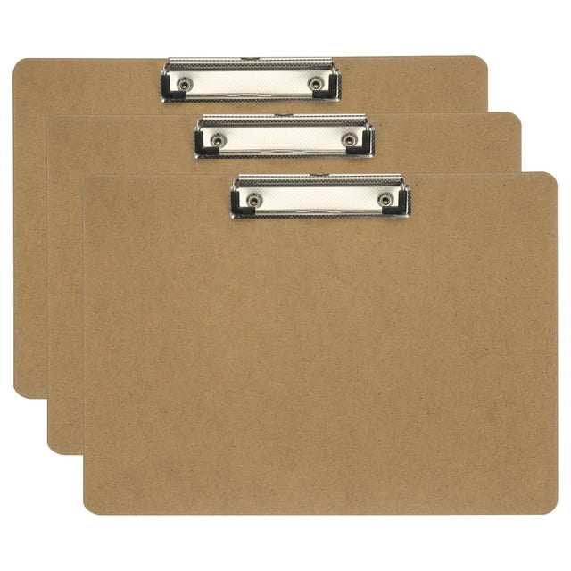 Uxcell 8.9 x 12.4" Horizontal Clipboard, 3 Pcs Landscape Layout Hardboard,Brown