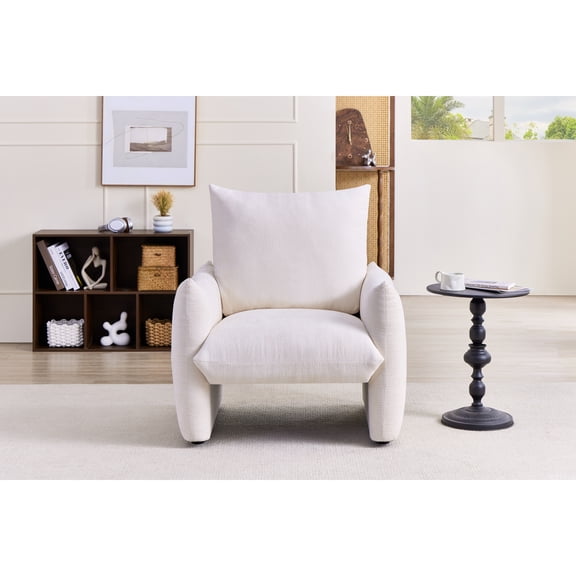 Peasulin Modern Chenille Accent Chair, 34.3" Oversized Single Sofa Armchair with Plush Cushion, Soft Upholstered Reading Chair for Living Room, Small Space, Bedroom