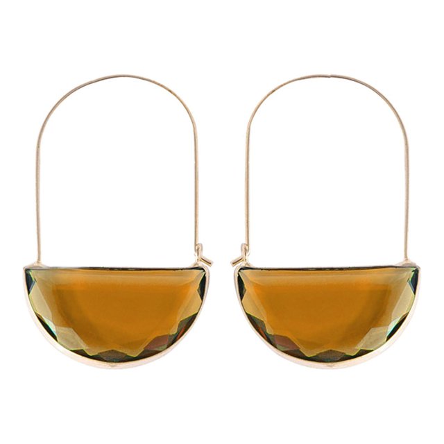 Semicircle Gemstone Drop Dangle Pendientes de plata para las mujeres Pendiente de gancho