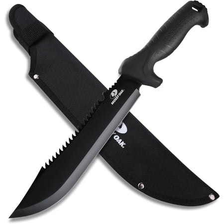 16 Heavy Duty Machete with Saw and Sheath Sharp Dual-Ed Blade Ergonomic Non-Slip Handle for Bushcraft Outdoor Hunting Garden Cutting Yard Work