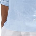 thumbnail image 3 of Camisa casual de color puro para hombre, cuello alto, manga larga, suelta, transpirable, ligera, para la playa, 3 of 5