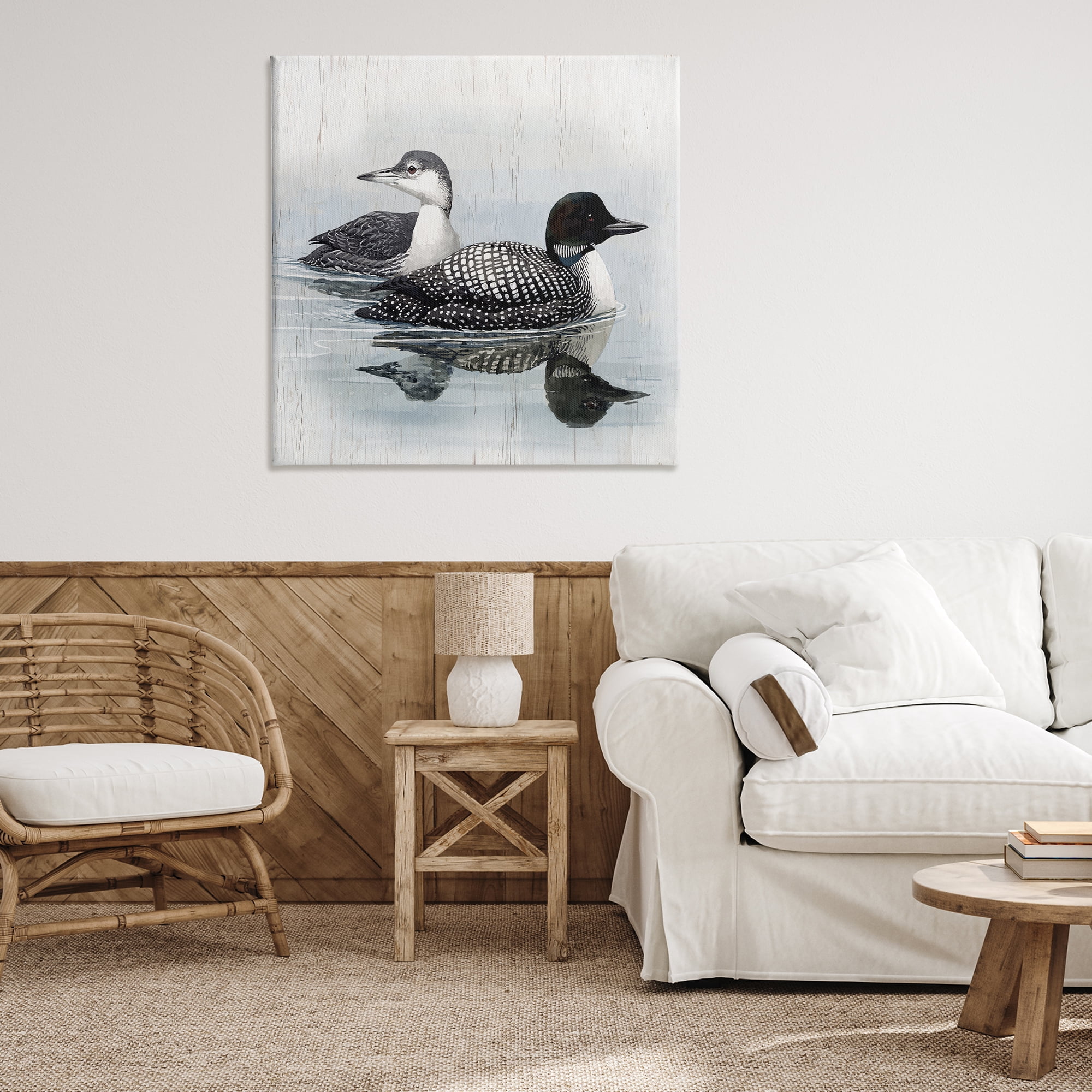 Stupell Industries Traditional Loons Wading Animals Painting Wrapped Canvas Art Print Wall Art, 36 x 36