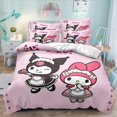 thumbnail image 1 of Juego de cama de Hello Kittys, ropa de cama de 2 piezas, 135x200cm, con estampado 3D de dibujos animados de Anime, Kuromi Melody Girl, 1 of 4
