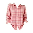 thumbnail image 4 of Women's Plaid Shirt Button Down Long Sleeve Shirts Rolled Up Boyfriend Top Soft Plaid Blouse Basic Shirt Collar Regular Top Lightweight Spring Womens Clothing Trendy 2026 V Neck Plaid Tops for Women, 4 of 4