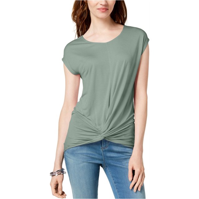 INC Blusa con parte delantera torcida para mujer, verde, mediana