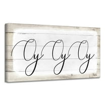 Crafted Creations Beige and White 'Oy Oy Oy II' Hanukkah Canvas Wall Art Decor 8" x 16"
