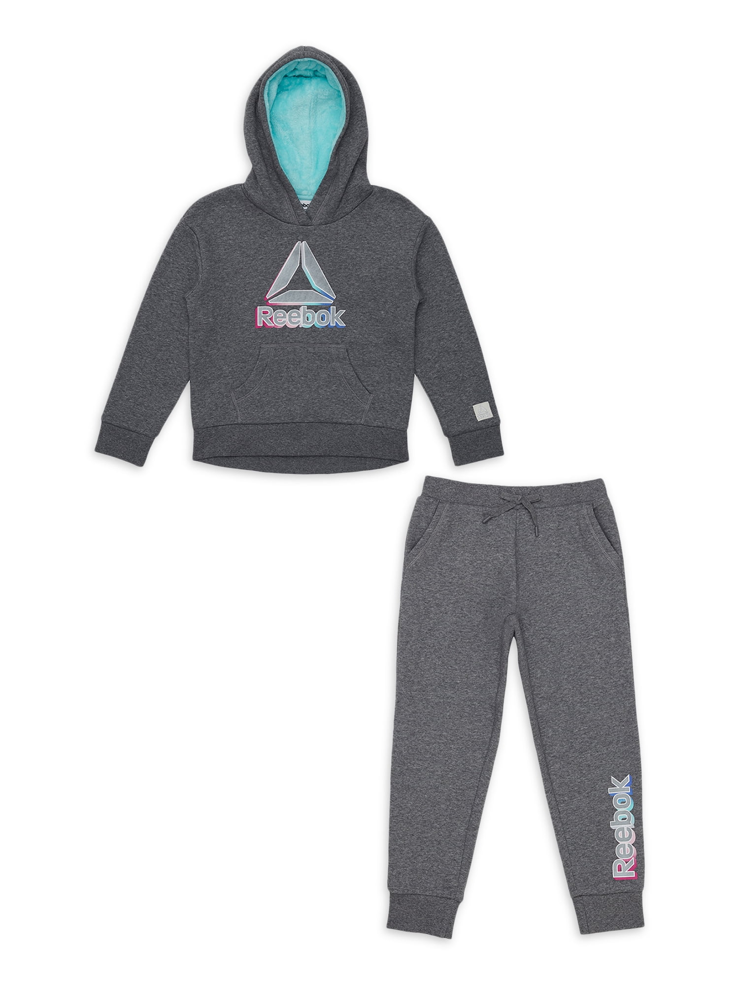 4-12 Reebok Boys’ Sweatsuit Active Fleece Zip Hoodie Sweatshirt and Jogger Sweatpants 