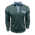 thumbnail image 6 of Men Polo T Shirts Long Sleeve Button Down Tees Shirts Loose Fit Green Mens Outfits, 6 of 6