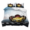 thumbnail image 1 of Juego de cama sólido con estampado , juego de cama para el hogar, patrón encantador con motocicleta 3 piezas 200x200cm amarillo Zulema funda nórdica funda de almohada, 1 of 7