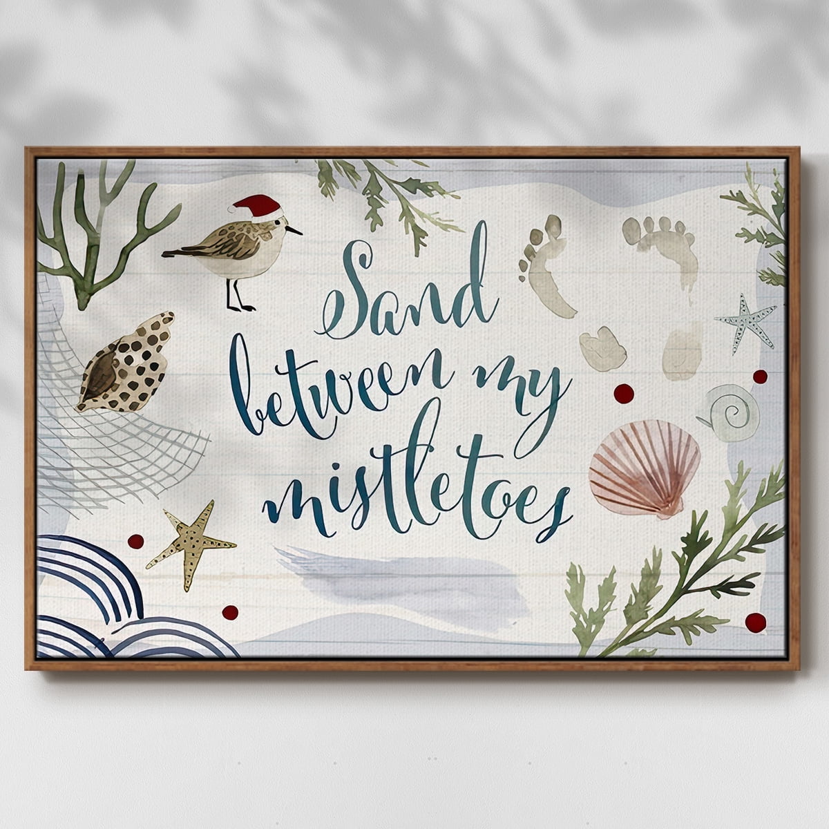 Sun-kissed Christmas Collection A - Framed Gallery Wrapped Holiday Canvas - 25 x 37 - Rosewood Frame