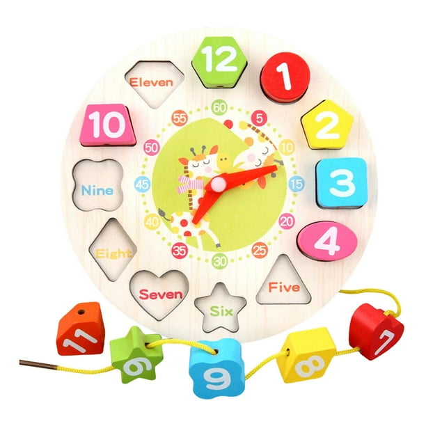 Reloj rompecabezas, juguete de aprendizaje preescolar, reloj didáctico para niños y niñas. Jirafa